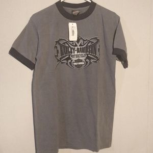 Harley-Davidson Evil Shield Blue Denim Ringer S/S T-shirt
